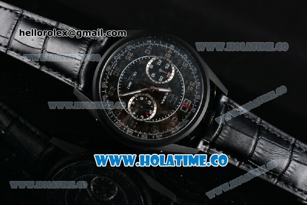 Tag Heuer Carrera Carbon Calibre 1887 Concept Chrono Swiss Valjoux 7750-SHG Automatic PVD Case with Silver Arabic Numeral Markers and Black Dial - Click Image to Close